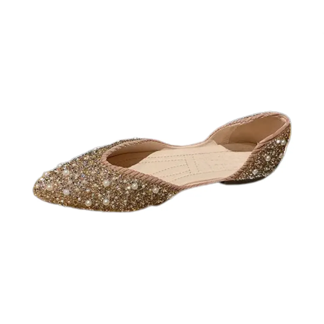 Pre Order:  Pearl Rhinestone Pointed Toe Flats