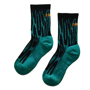 RNNR - Marathon Crew Sock - Drippy Cheetah Teal