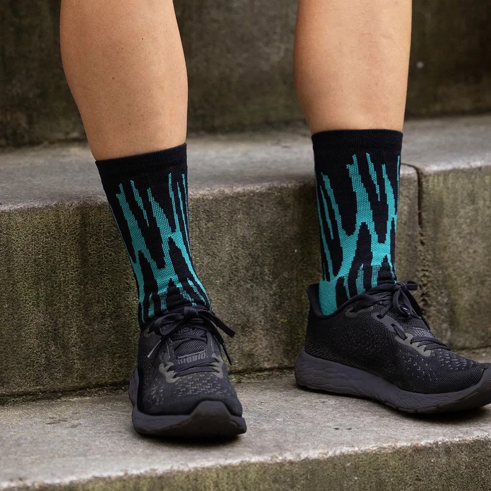 Rnnr  Marathon Sock - Drippy Cheetah Teal