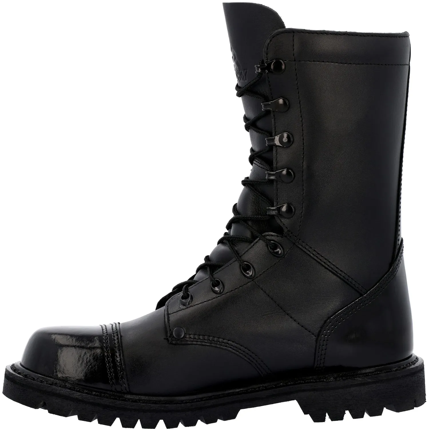 Rocky Mens Lace Up Jump Black Leather Military Boots