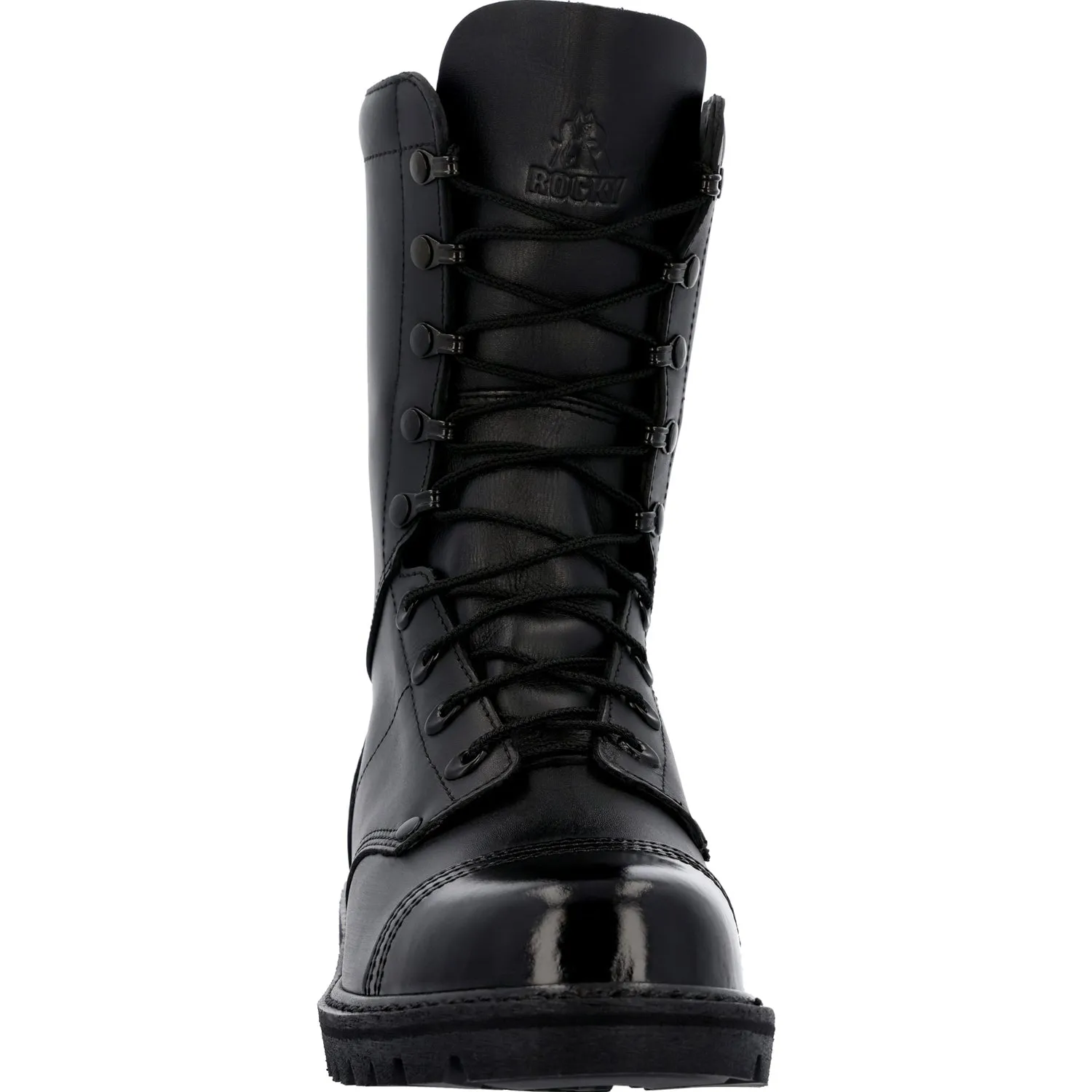 Rocky Mens Lace Up Jump Black Leather Military Boots