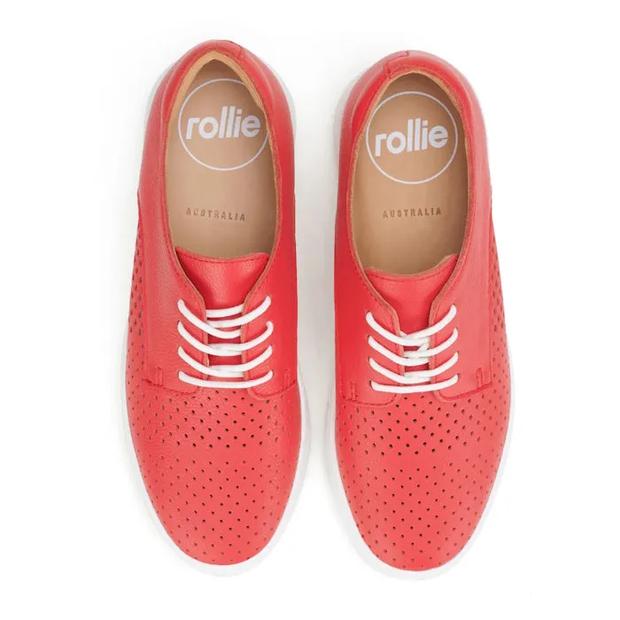 Rollie Womens Derby City Punch Red Leather Trainer