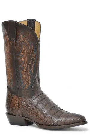 Roper Footwear Dark Brown Caiman Belly Tail J-Toe Western Boots for Men