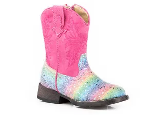 Roper Footwear Rainbow Glitter Square Toe Boots for Toddlers