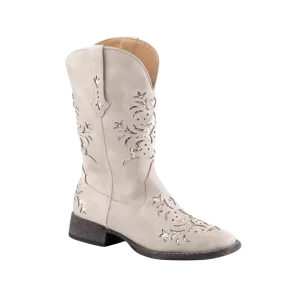 Roper Footwear Women's White Faux Leather Square Toe Boot