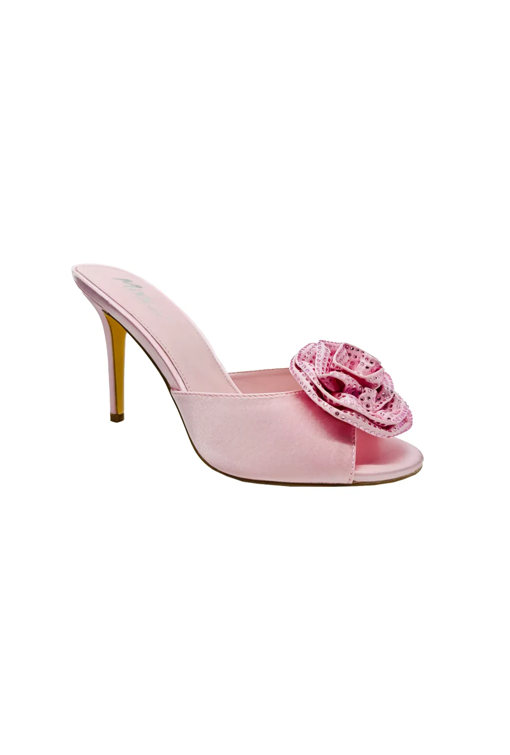 SAMPLE - Rosette Peep Toe - Pink Satin