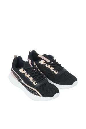 Senior Girls Black Lace-Up Trainer