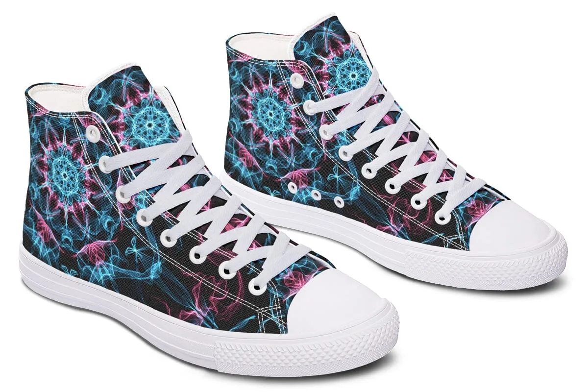 Smokey Blue Mandala High Top Shoes