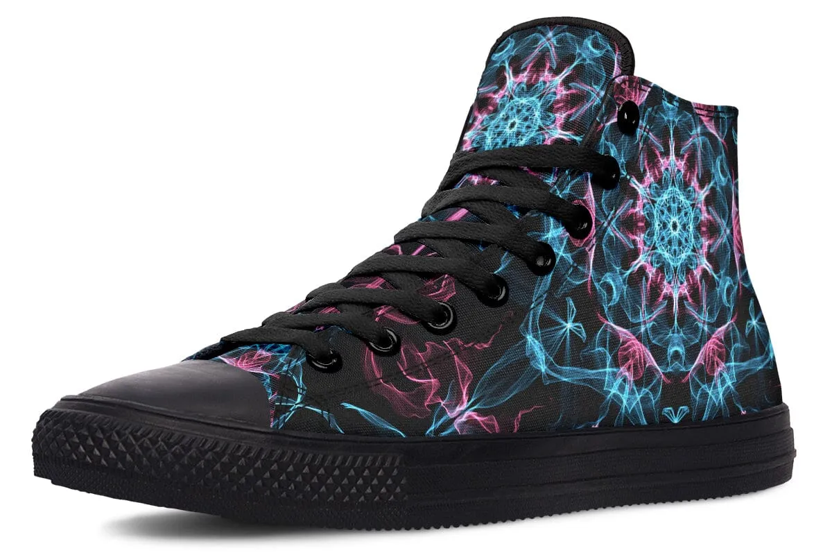 Smokey Blue Mandala High Top Shoes