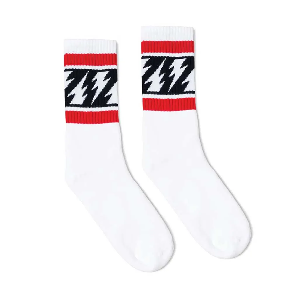 Socco x Mike Vallely Lightning Bolt Socks - White/Black