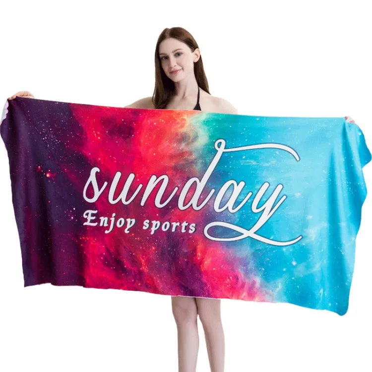 Sports Fitness Swimming Bath Towel Printed Double-Sided Velvet Absorbent Quick-Drying Beach Towel, Size: 155x80cm (Soft Sky)