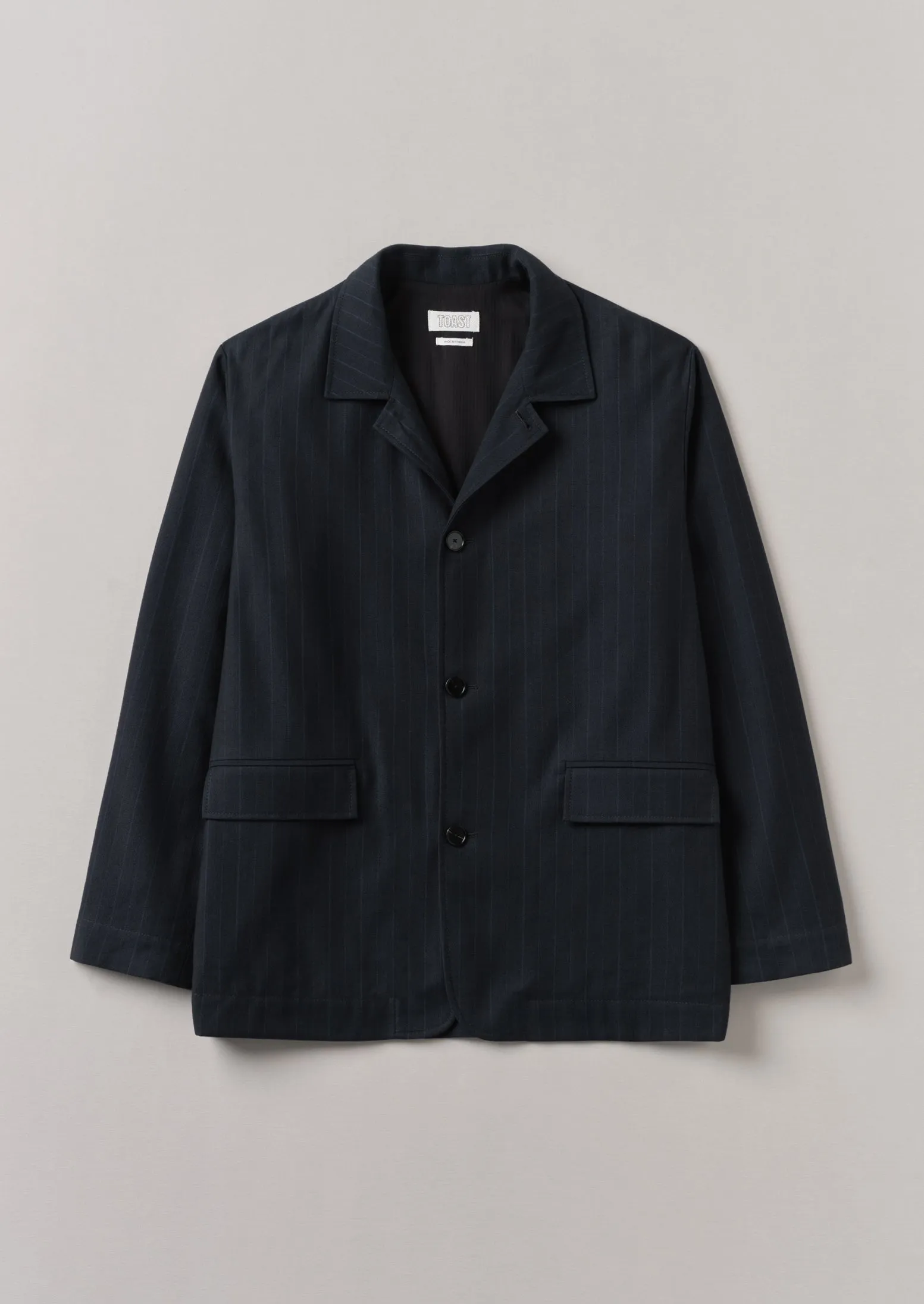 Stripe Wool Cotton Jacket | Dark Indigo