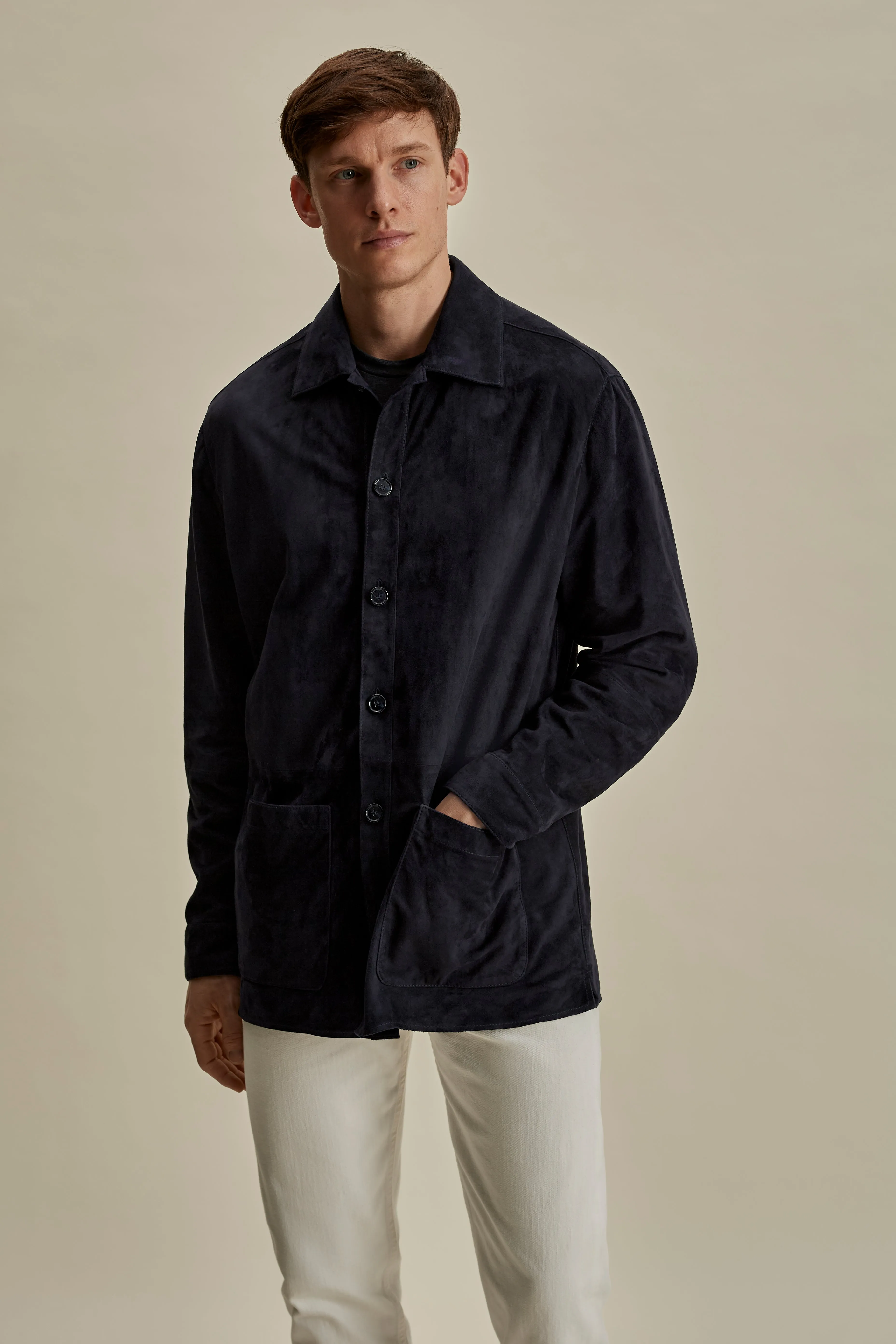 Suede Button Through Overshirt