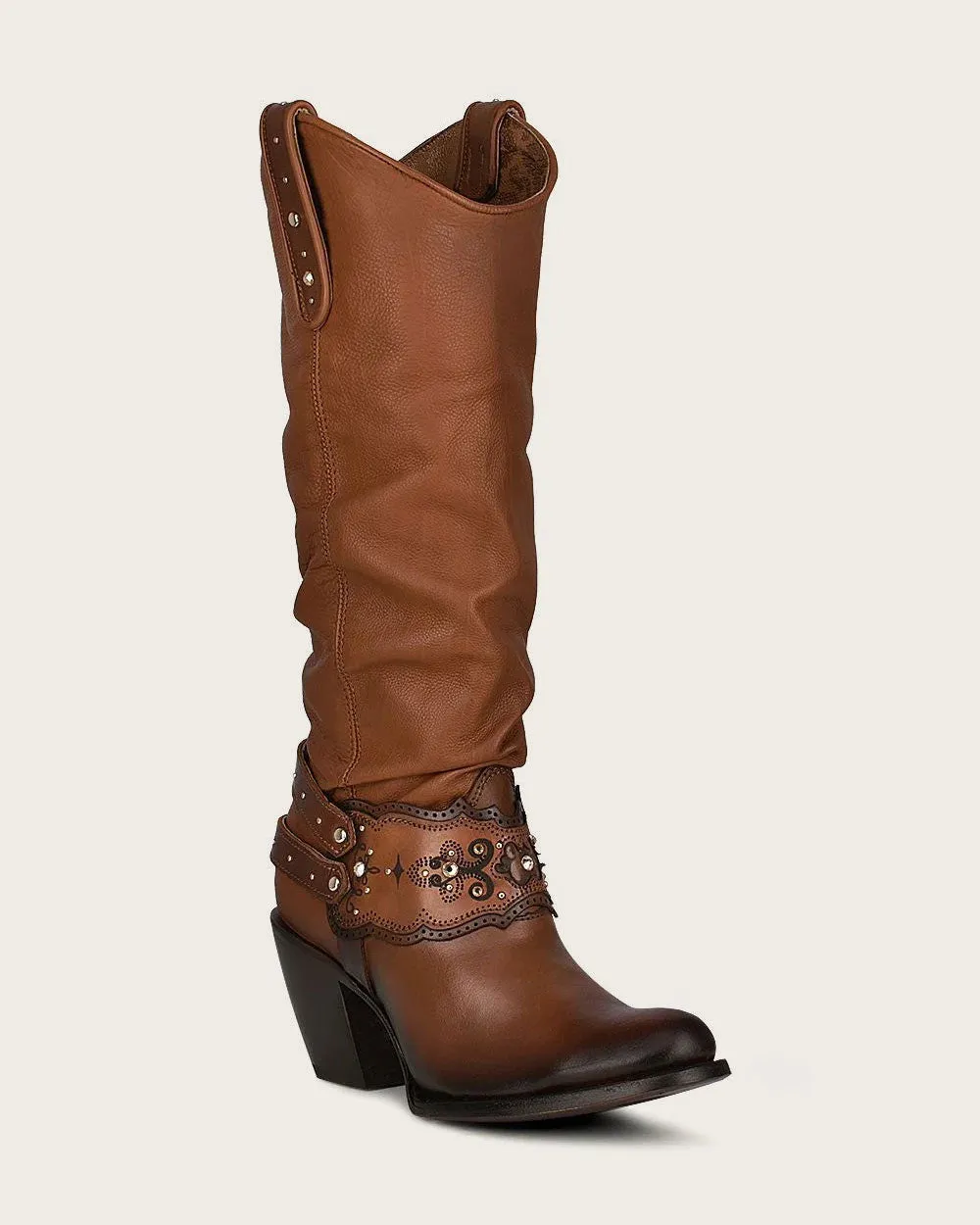 Tall honey bovine boot