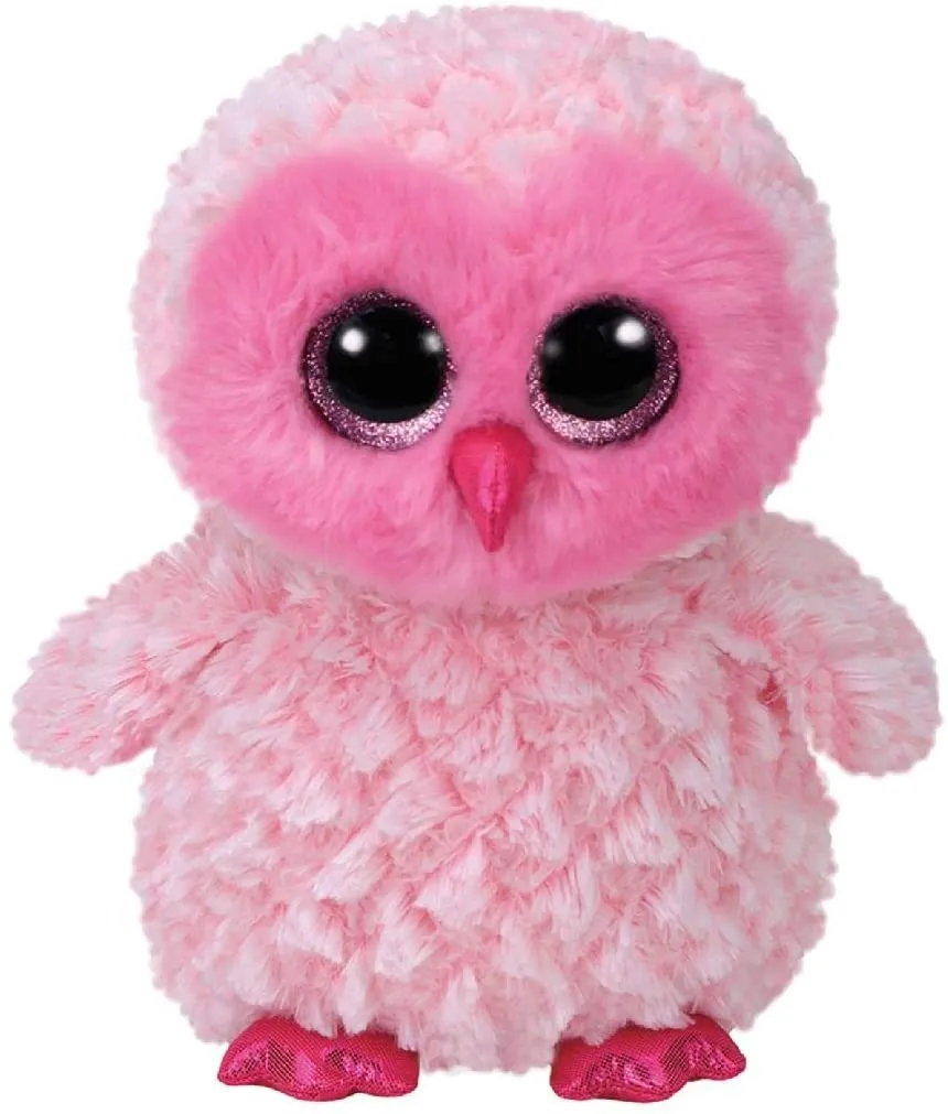 Ty Beanie Boos Twiggy Stuffed Animal Pink Owl - Large Boo Plush Toy, 16 inches