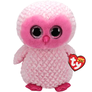 Ty Beanie Boos Twiggy Stuffed Animal Pink Owl - Large Boo Plush Toy, 16 inches