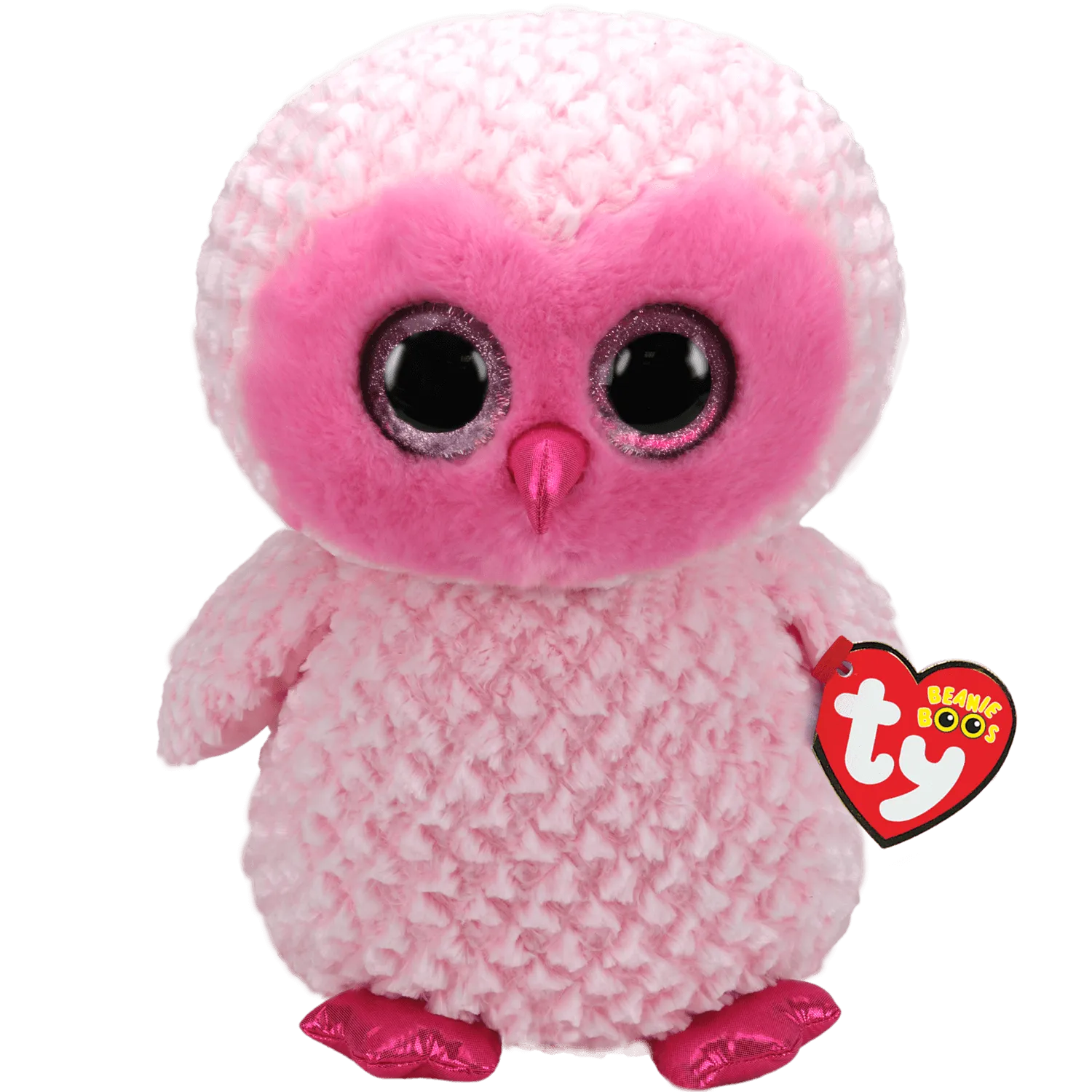 Ty Beanie Boos Twiggy Stuffed Animal Pink Owl - Large Boo Plush Toy, 16 inches