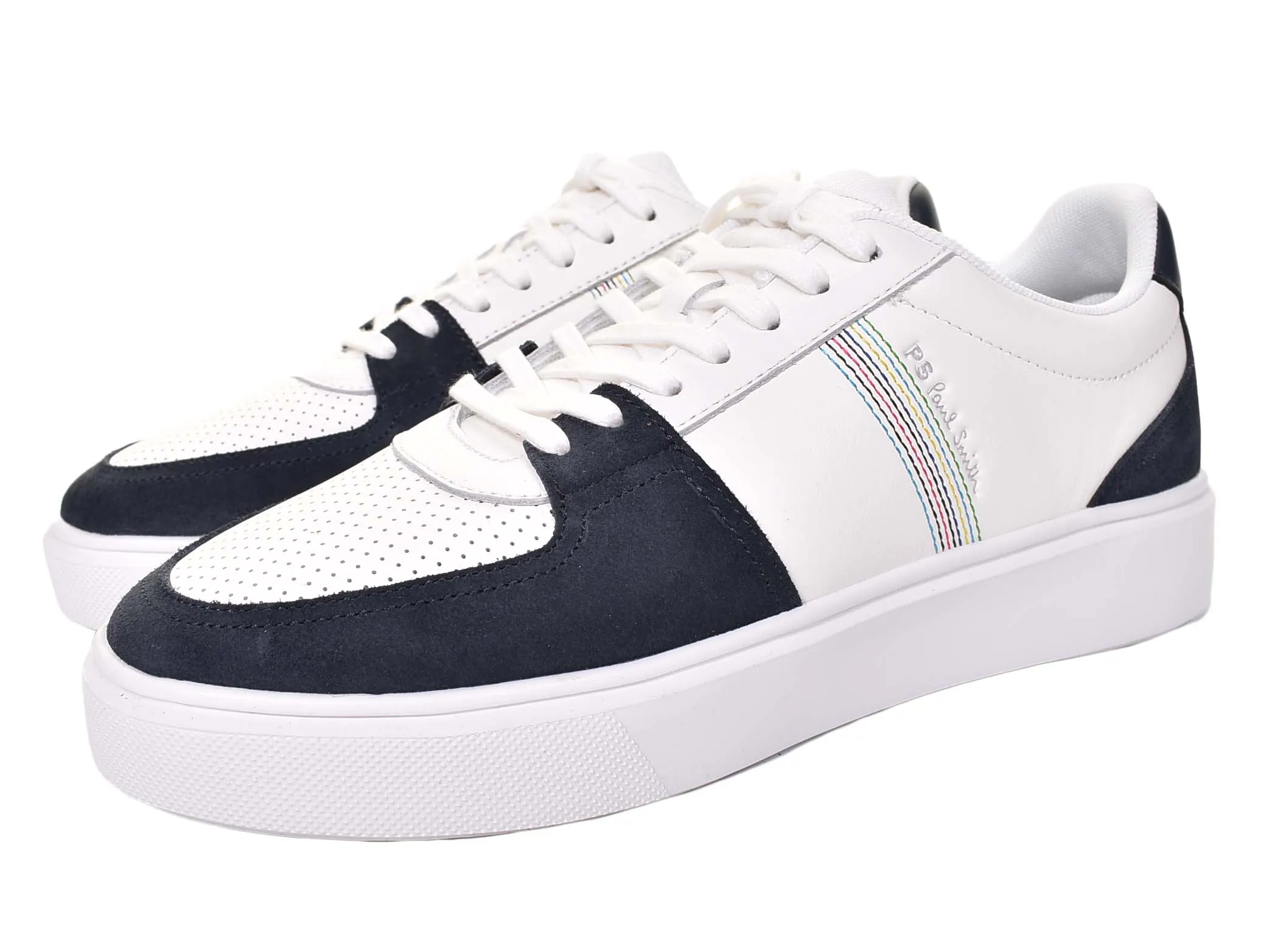 Tyne Leather Trainers White Navy