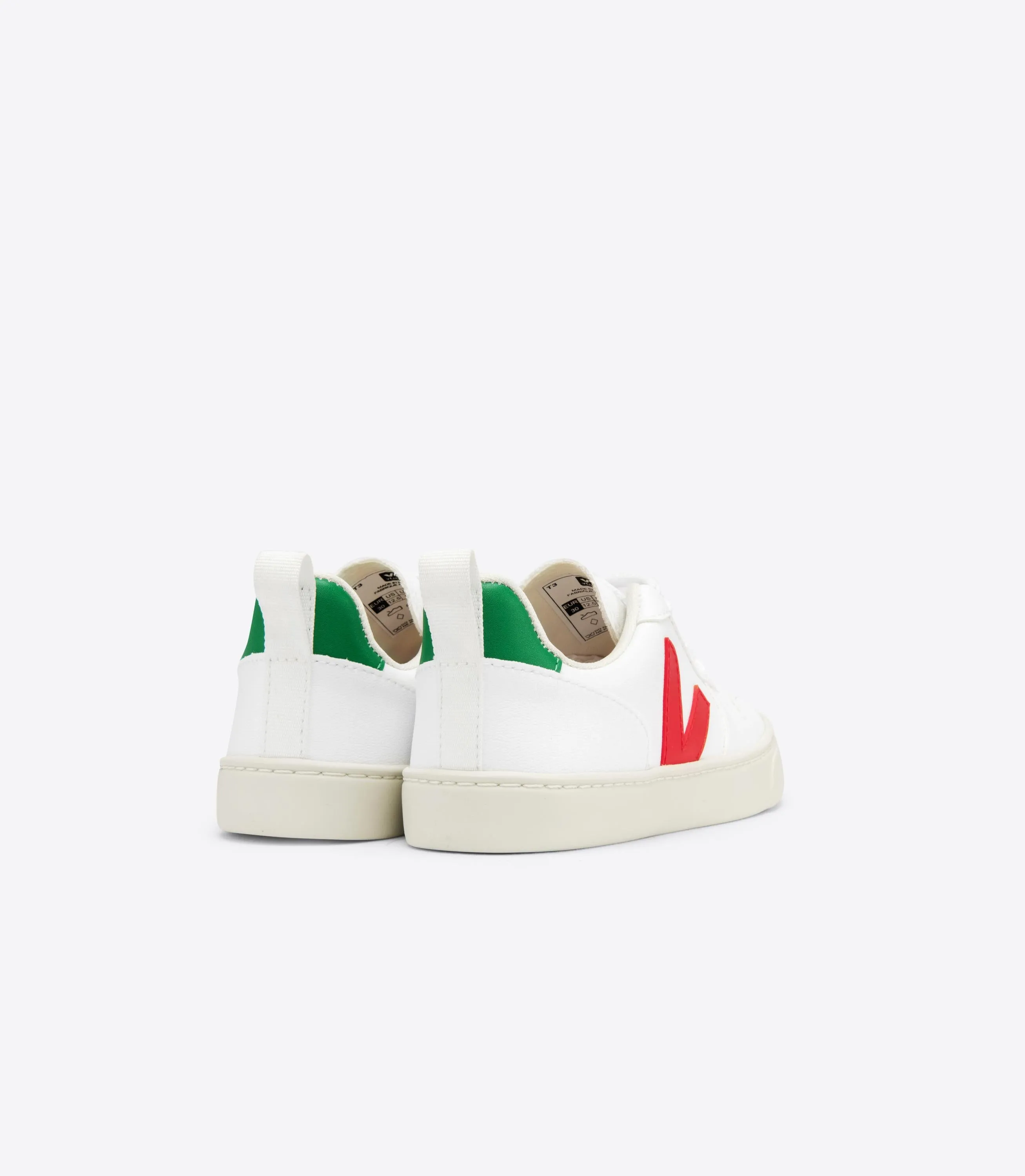 Veja V-10 Lace Boys Girls White Pekin Emeraude Trainer