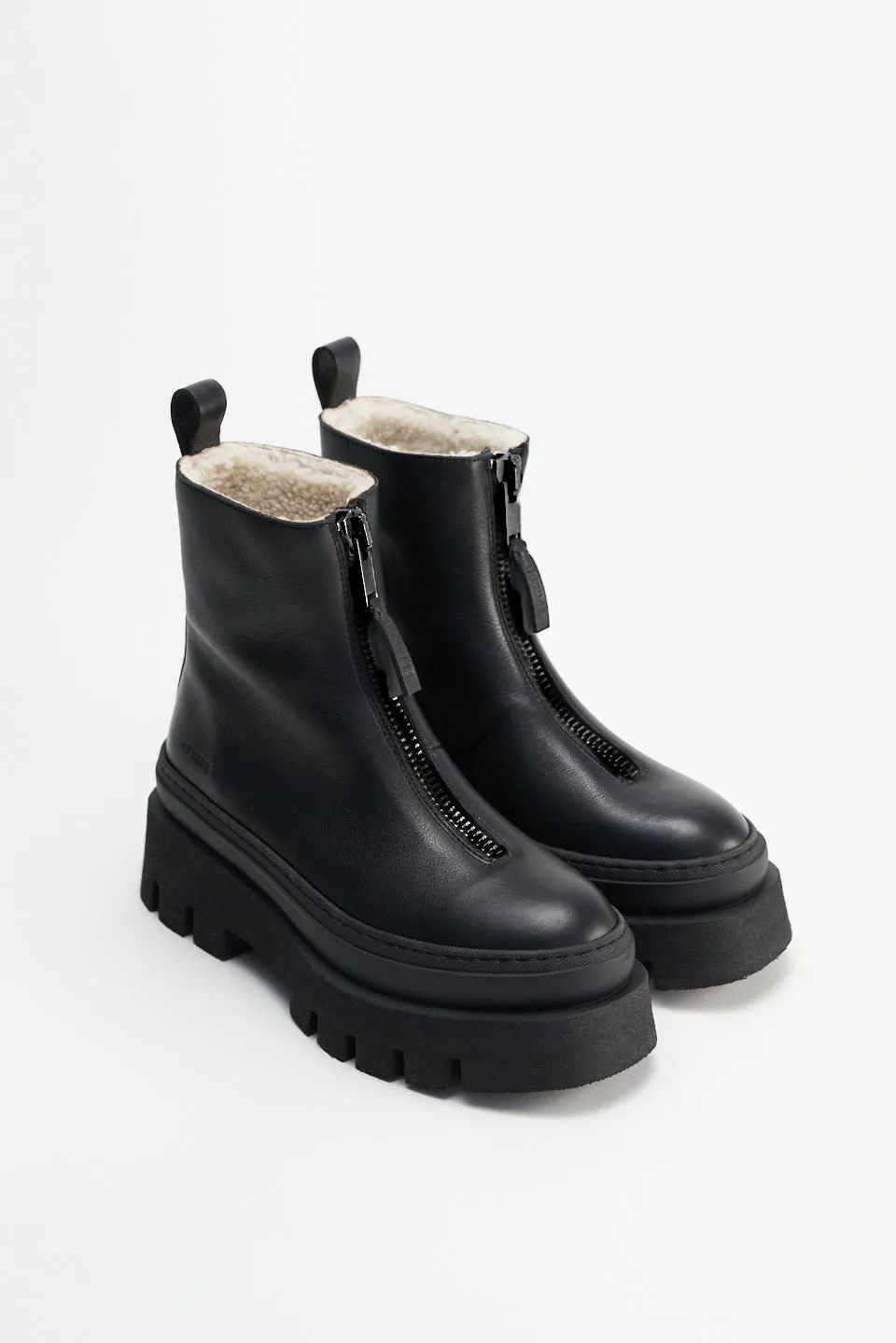 Vitello Black Front Zip Winter Boots