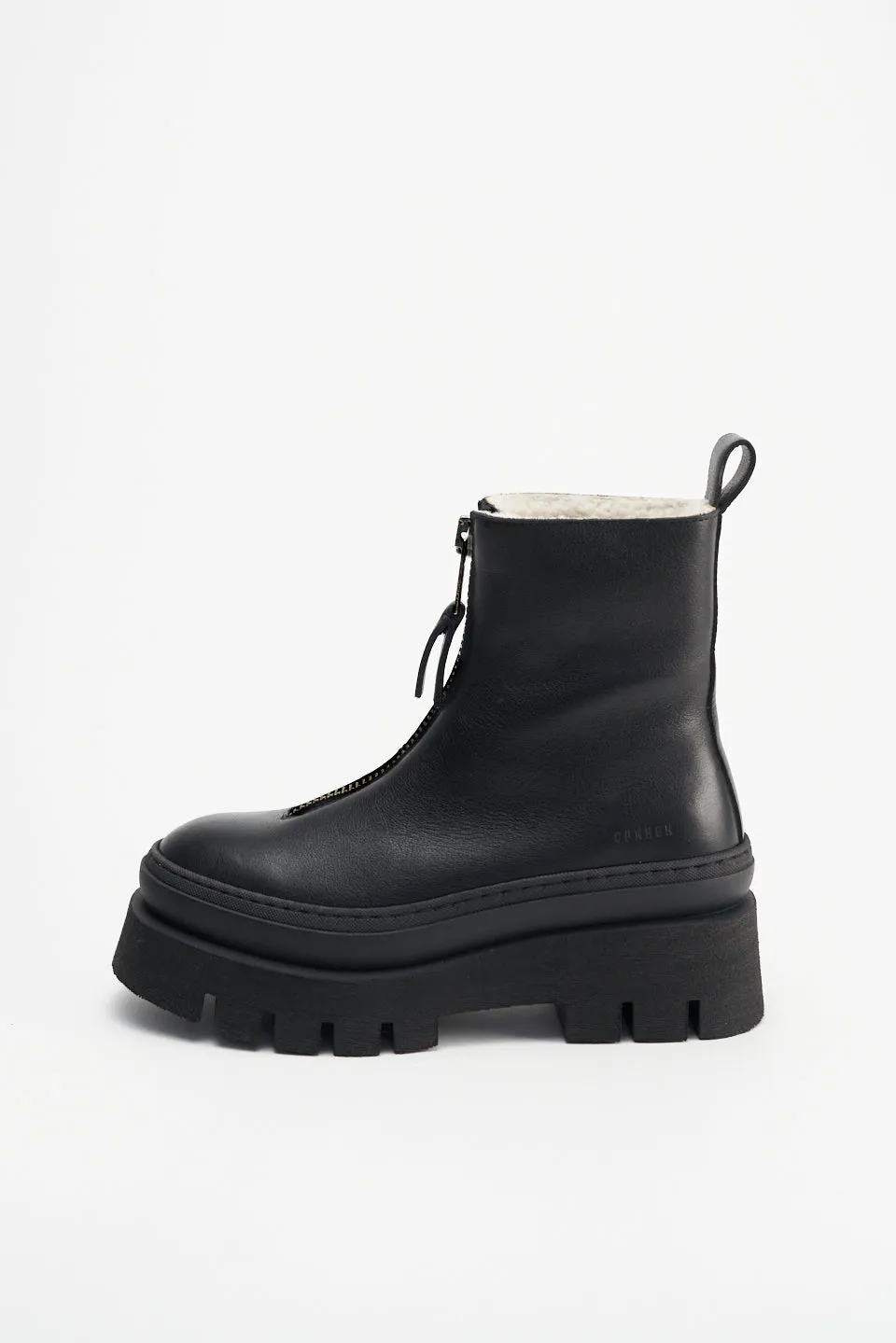 Vitello Black Front Zip Winter Boots