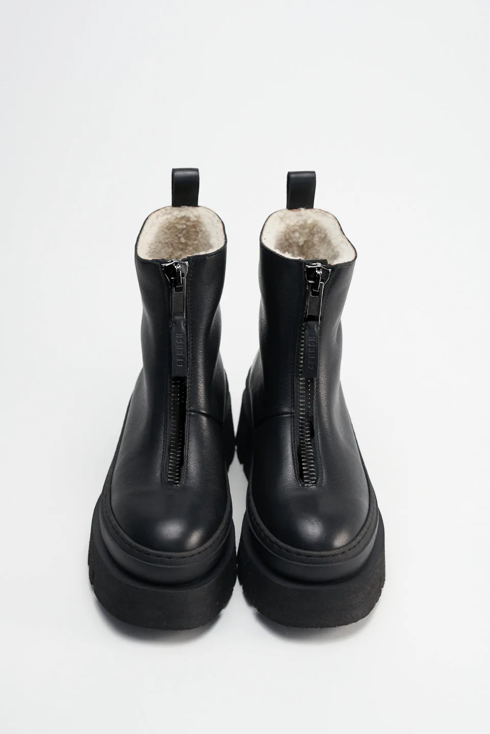 Vitello Black Front Zip Winter Boots