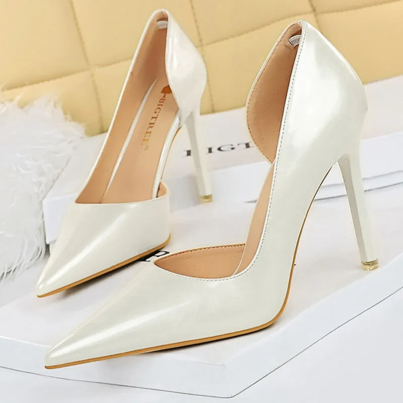 Vstacom Gift Toleet Shoes New Patent Leather Women Pumps Yellow High Heels Fashion Wedding Shoes Stiletto Heel 11 Cm Party Shoes Female