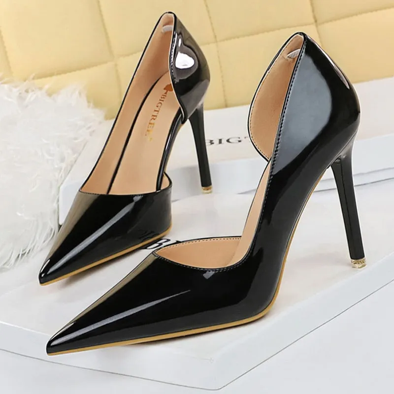 Vstacom Gift Toleet Shoes New Patent Leather Women Pumps Yellow High Heels Fashion Wedding Shoes Stiletto Heel 11 Cm Party Shoes Female