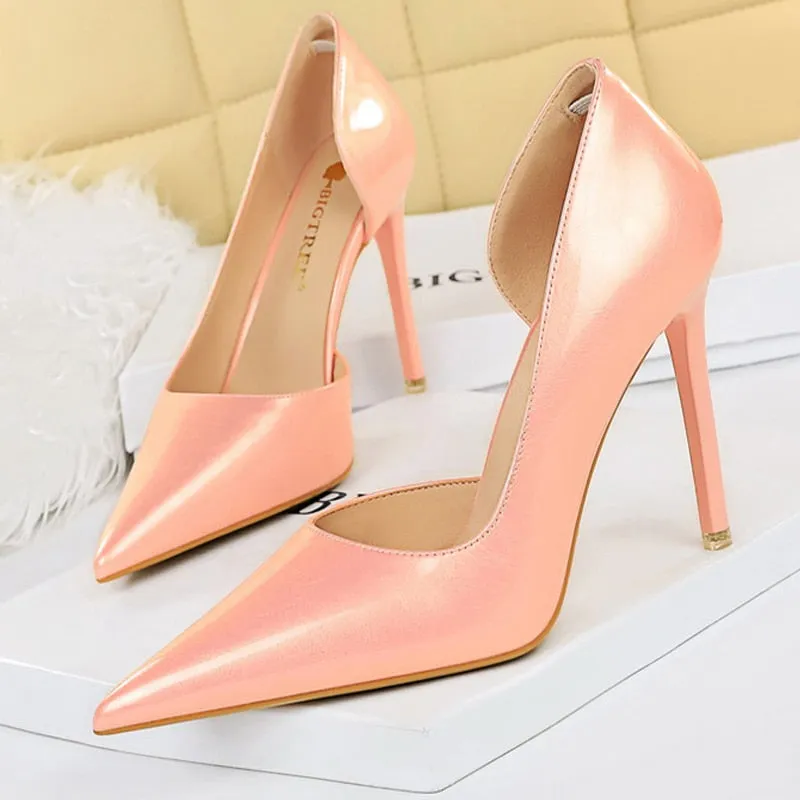 Vstacom Gift Toleet Shoes New Patent Leather Women Pumps Yellow High Heels Fashion Wedding Shoes Stiletto Heel 11 Cm Party Shoes Female