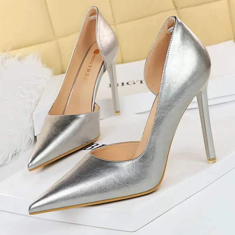 Vstacom Gift Toleet Shoes New Patent Leather Women Pumps Yellow High Heels Fashion Wedding Shoes Stiletto Heel 11 Cm Party Shoes Female