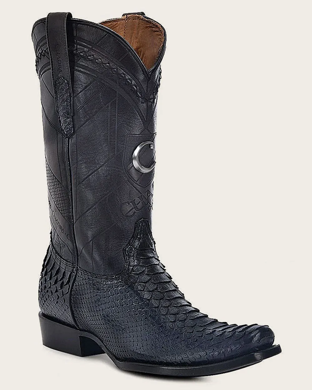 Western traditional blue exotic boot