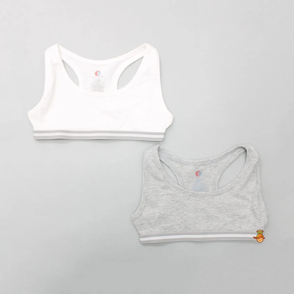 White And Grey Sports Beginners Bra - Set Of 2