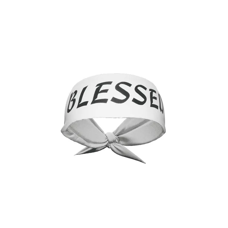 White BLESSED Tie Headband