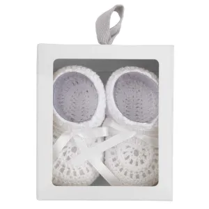 White Chrocheted Booties-70910 : 0-6 Months