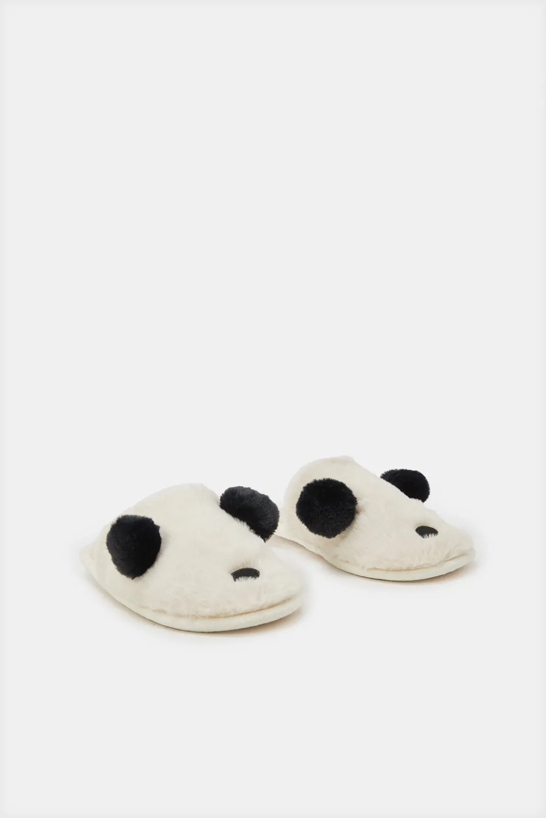 Women Beige Panda Closed Toe Slippers