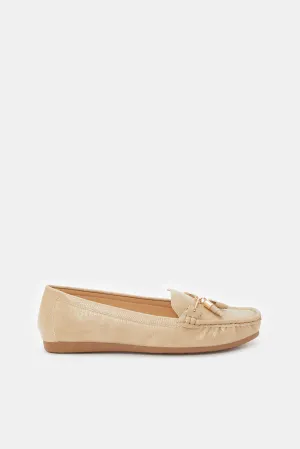 Women Beige Toggle Moccasin