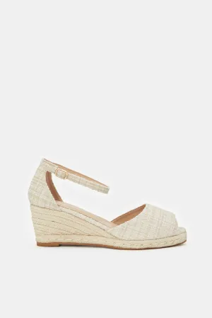 Women Beige Tweed Wedge