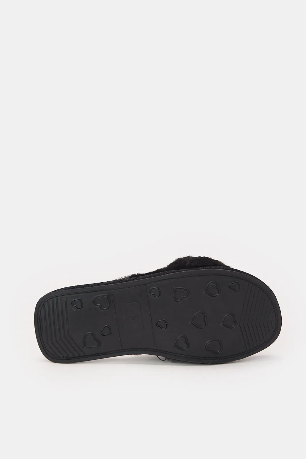 Women Black Cross Over Slipper