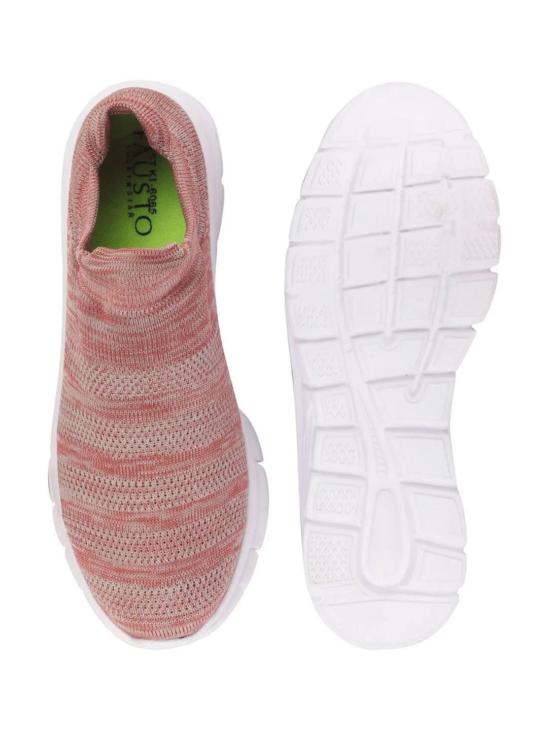 Women Light Pink Knitted Sports Walking Shoes