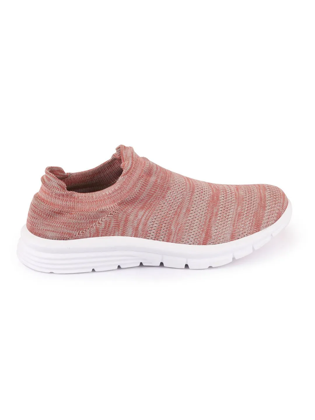 Women Light Pink Knitted Sports Walking Shoes