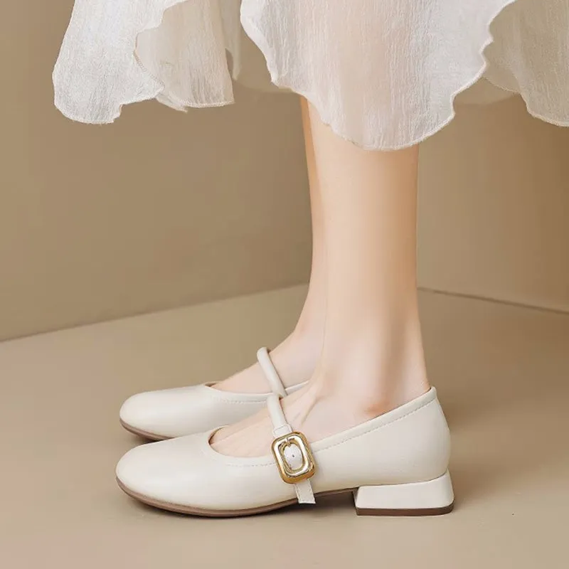 Women Minimalist Fashion Soft Low Block Pumps