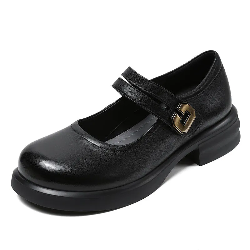 Women Minimalist Leather Casual Mary Jane Shoes