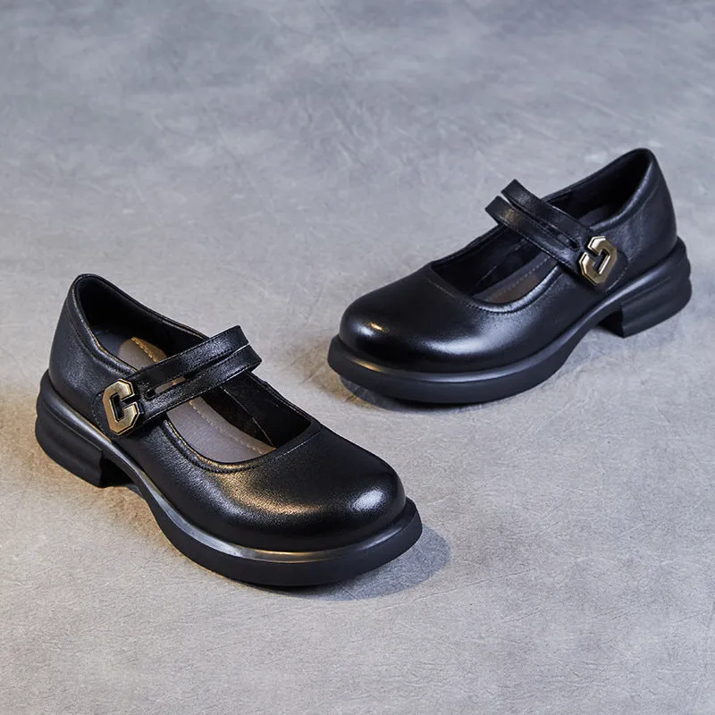 Women Minimalist Leather Casual Mary Jane Shoes