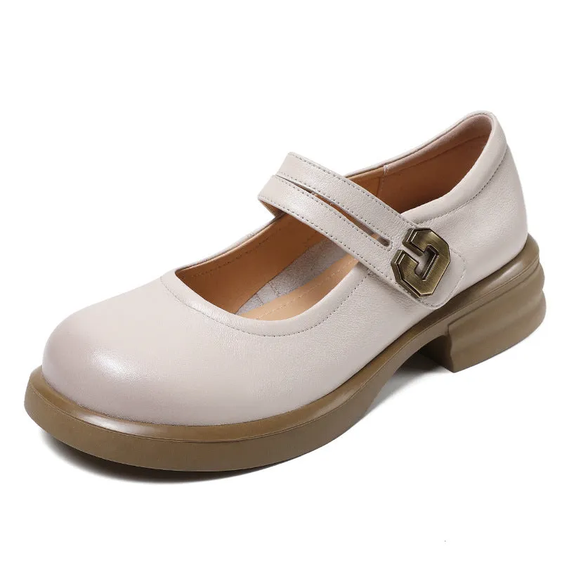 Women Minimalist Leather Casual Mary Jane Shoes