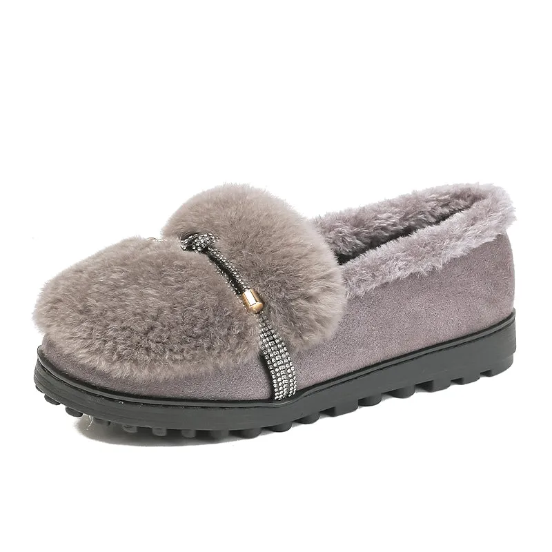 Women Minimalist Warm Furred Flat Casual Shoes