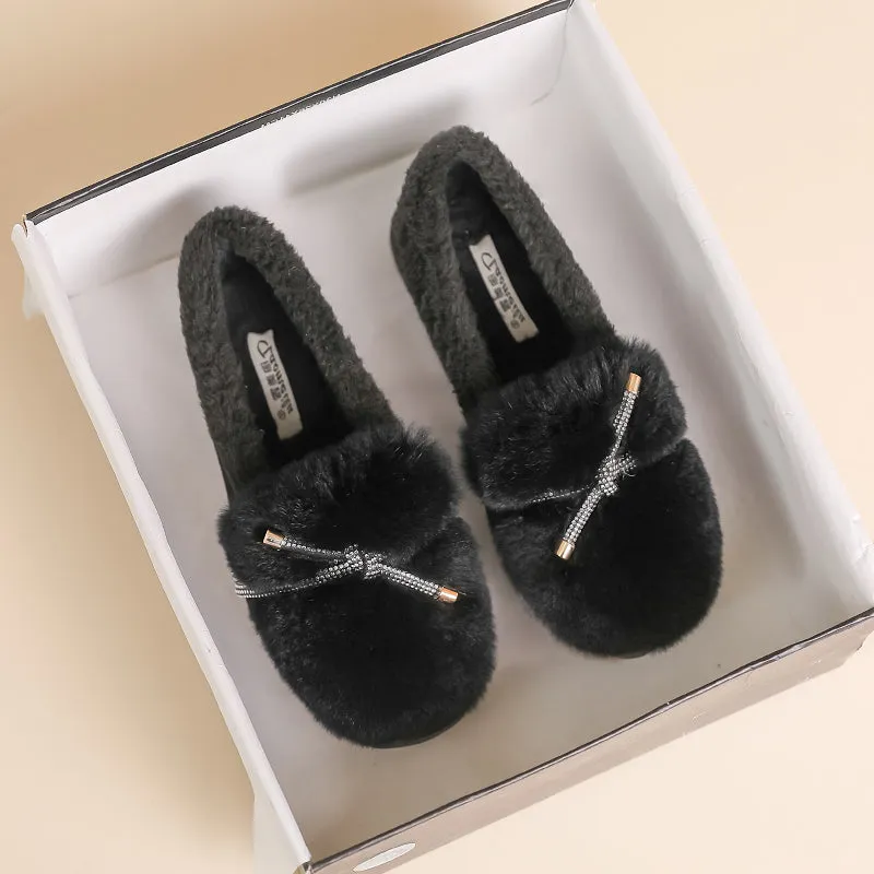 Women Minimalist Warm Furred Flat Casual Shoes