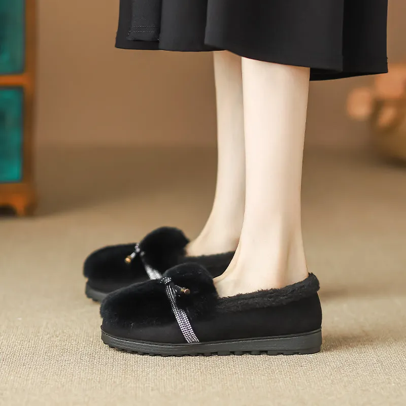 Women Minimalist Warm Furred Flat Casual Shoes