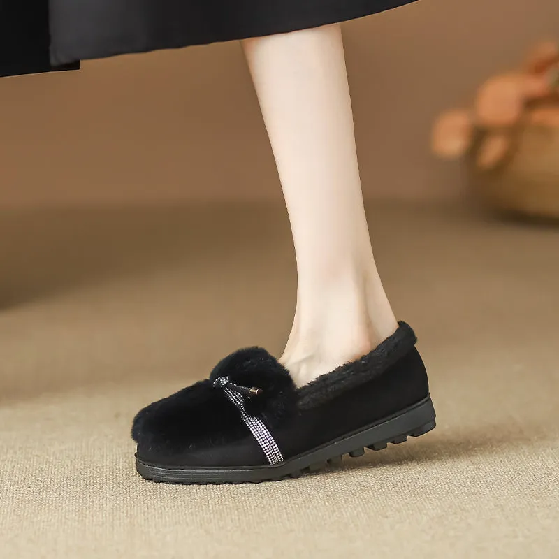 Women Minimalist Warm Furred Flat Casual Shoes