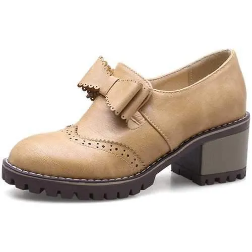 Women Oxford Retro Brogue Butterfly Knot Shoes