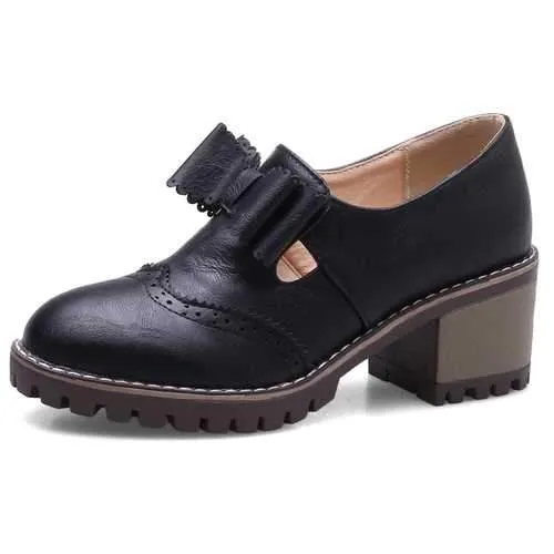 Women Oxford Retro Brogue Butterfly Knot Shoes